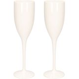 2x stuks onbreekbaar champagne/prosecco glas wit kunststof 15 cl/150 ml - Onbreekbare champagne glazen/flutes