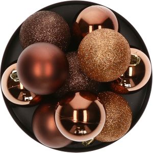Atmosphera kerstballen - 5x stuks - brons - kunststof - 5 cm