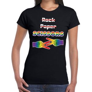 Gaypride Rock Paper Scissors t-shirt - zwart lesbo shirt voor dames - Gay pride