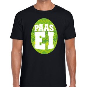 Zwart Paas t-shirt met groen paasei - Pasen shirt voor heren - Pasen kleding