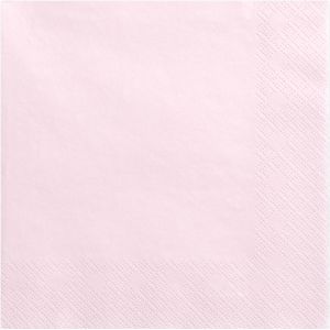 20x Papieren tafel servetten lichtroze 33 x 33 cm - Licht roze wegwerp servetten diner/lunch