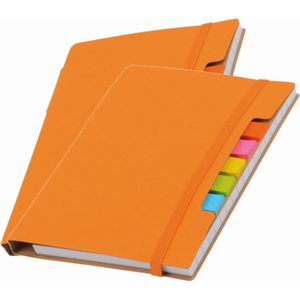 Pakket van 4x stuks schoolschriften/notitieboeken A6 gelinieerd - oranje - Inclusief pen