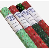 4x Rollen Kerst inpakpapier/cadeaupapier donkergroen/gekleurde bomen 2,5 x 0,7 cm - Luxe papier kwaliteit kerstpapier - Kerstmis