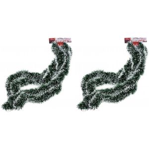 6x stuks besneeuwde folie slingers/kerstslingers 270 cm - Kerstversiering slingers