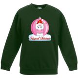 Kersttrui met roze eenhoorn kerstbal groen voor meisjes