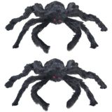 2x Horror nep spinnen zwart 28 cm - Halloween thema decoratie