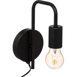 Atmosphera wandlamp 12 x 25 cm - zwart - E27 fitting - muur montage - metaal - huiskamer/gang - modern