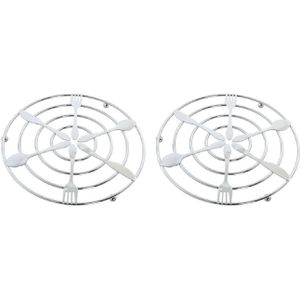 3x stuks chroom pannenonderzetters rond zilver met bestek patroon 20 cm