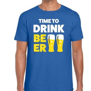 Time to drink Beer heren shirt blauw - Heren feest t-shirts