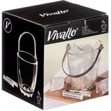 Vivalto IJsemmer inclusief tang - ijsklontjes houder - kunststof - transparant - 15 x 13 cm - Cocktails en bar artikelen