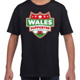 Wales supporter schild t-shirt zwart voor kinderen - Wales landen shirt / kleding - EK / WK / Olympische spelen outfit