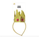 Guirca Carnaval verkleed mini hoedje/kroontje - 2x - goud - diadeem - dames/grote meiden