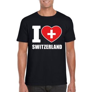 Zwart I love Zwitserland/ Switzerland supporter shirt heren - Zwitsers t-shirt heren
