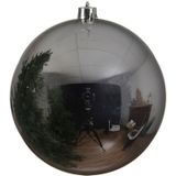 6x Grote zilveren kunststof kerstballen van 14 cm - glans - zilveren kerstboom versiering