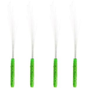 Set van 4x stuks fiber LED licht stick groen - Lichtgevende feestartikelen - Light sticks