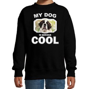 Sint bernard honden trui / sweater my dog is serious cool zwart - kinderen - Sint bernards liefhebber cadeau sweaters - kinderkleding / kleding