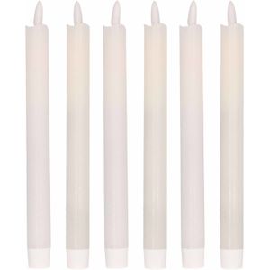 6x Witte Led kaarsen/dinerkaarsen 25,5 cm - Kerst diner tafeldecoratie - Led kaarsen