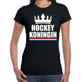 Zwart hockey koningin shirt met kroon dames - Sport / hobby kleding