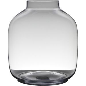 Transparante luxe grote stijlvolle vaas/vazen van glas 43 x 38 cm - Bloemen/boeketten vaas voor binnen gebruik