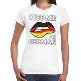 Kiss me I am German t-shirt wit dames - feest shirts dames - Duitsland kleding