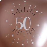 Santex verjaardag leeftijd ballonnen 50 jaar - 6x stuks - rosegoud - 30 cm - Abraham/Sarah