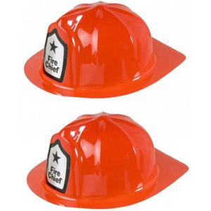 4x stuks rode brandweer verkleed helm  - Carnaval en verkleed accessoires - Hoeden/helmen