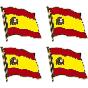 4x stuks pin broche van Vlag Spanje/Spaanse vlag - Spaanse feestartikelen