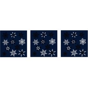 3x stuks velletjes kerst raamstickers sneeuwvlokken 30,5 cm - Raamversiering/raamdecoratie stickers kerstversiering