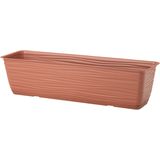 Form Plastic Plantenbak Balustrade - kunststof - terracotta - L80 x B17 x H14 cm - met opvang schotel - rechthoek - balkon bakken - bloembakken