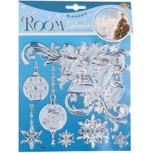 Raamstickers/raamdecoratie - kerst - kerstklokken - sneeuwvlokken - 18x24 cm