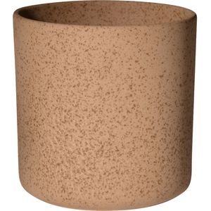 Hakbijl Plantenpot/bloempot Cindy - bruin - keramiek - cilinder - D17 x H17 cm
