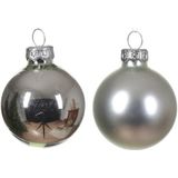 Compleet glazen kerstballen pakket zilver glans/mat 38x stuks - 18x 4 cm en 20x 6 cm - Inclusief piek glans