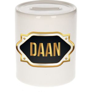 Daan naam cadeau spaarpot met gouden embleem - kado verjaardag/ vaderdag/ pensioen/ geslaagd/ bedankt