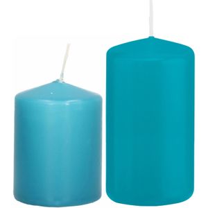 Trend Candles - Stompkaarsen set 6x stuks turquoise blauw 8 en 12 cm