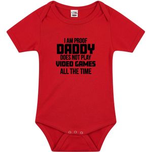 Proof daddy does not only play games tekst baby rompertje rood jongens en meisjes - Kraamcadeau - Babykleding