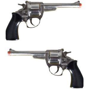 2x stuks verkleed speelgoed revolver/pistool metaal 8 schots - Plaffertjes pistolen wapens voor kinderen