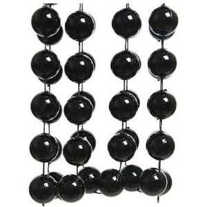 Kerstslinger XXL kralen zwart 270 cm 2 stuks - Guirlande kralenslingers - Zwarte kerstboom versieringen