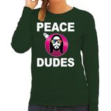 Hippie jezus Kerstbal sweater / kersttrui peace dudes groen voor dames - Kerstkleding / Christmas outfit