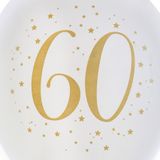 Santex verjaardag leeftijd ballonnen 60 jaar - 24x stuks - wit/goud - 23 cm - Feestartikelen