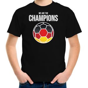 Duitsland EK/ WK supporter t-shirt - we are the champions met Duitse voetbal - zwart - kinderen - kleding / shirt