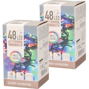 2x LED kerstverlichting op batterij gekleurd buiten 48 lampjes