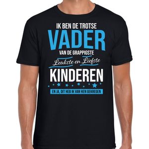 Trotse vader / kinderen cadeau t-shirt zwart voor heren - Verjaardag / Vaderdag - Cadeau / bedank shirt