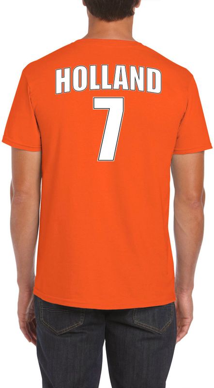Oranje supporter t-shirt - rugnummer 7 - Holland / Nederland fan shirt /  kleding voor heren (kleding) | € 17 bij Shoppartners.nl | beslist.nl