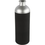 Countryfield Bloemen/deco vaas - zwart/zilver - glas - D11 x H33 cm