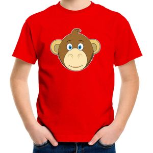 Cartoon aap t-shirt rood voor jongens en meisjes - Kinderkleding / dieren t-shirts kinderen