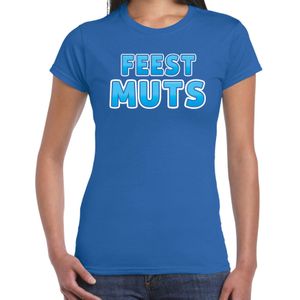 Bellatio Decorations verkleed t-shirt voor dames - Feest muts - blauw - carnaval