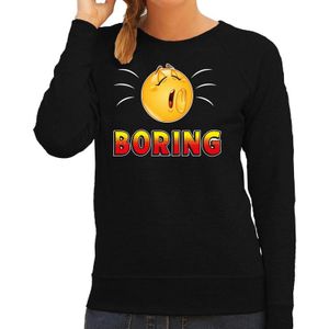 Funny emoticon sweater Boring zwart voor dames -  Fun / cadeau trui