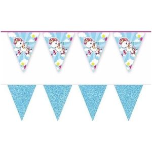 2x Vlaggenlijnen eenhoorn en blauwe glitters 10 meter - Kinderfeestje/kinderpartijtje versiering - Kinderverjaardag decoratie