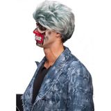 Grijze zombie halloween verkleed pruik voor heren