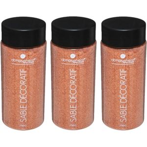 Decoratie zand koraalrood - 3x potjes - 750 gram - Zandkorrels/hobby vulmateriaal
